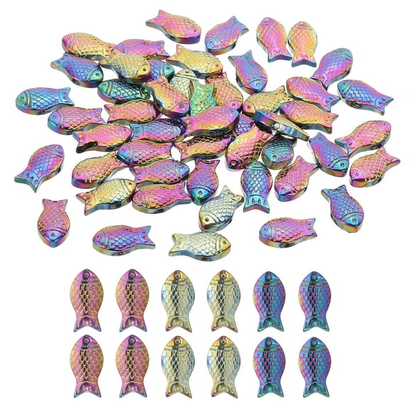 Uxcell 100Pcs Crystal Fish Beads Translucent Czech Glass Beads, Multicolored