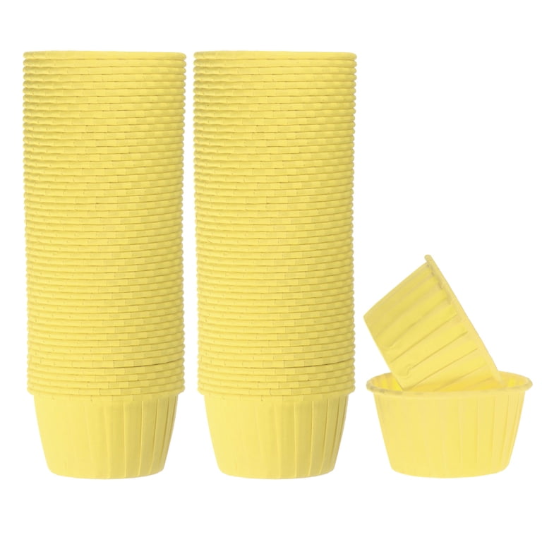 100-Piece Yellow Cupcake Liners - Standard Size, Greaseproof Paper Baking Cups For Muffins & Cupcakes