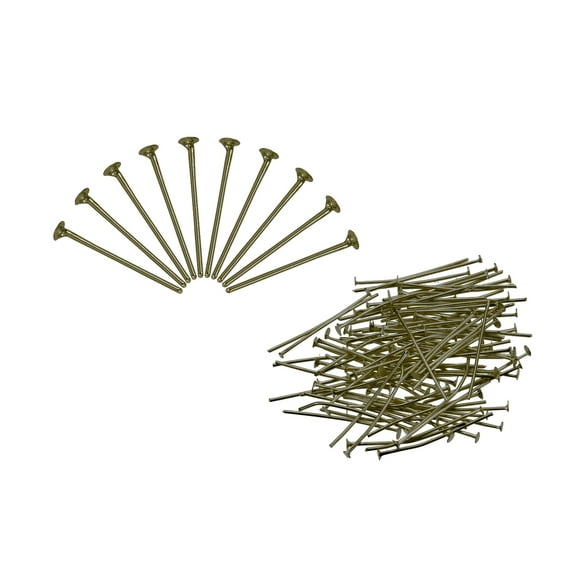 Uxcell 100Pcs Flat Head Pins for Jewelry Making 20mm Brass Flat Head Pins Jewelry Head Pins 20 Gauge Bronze