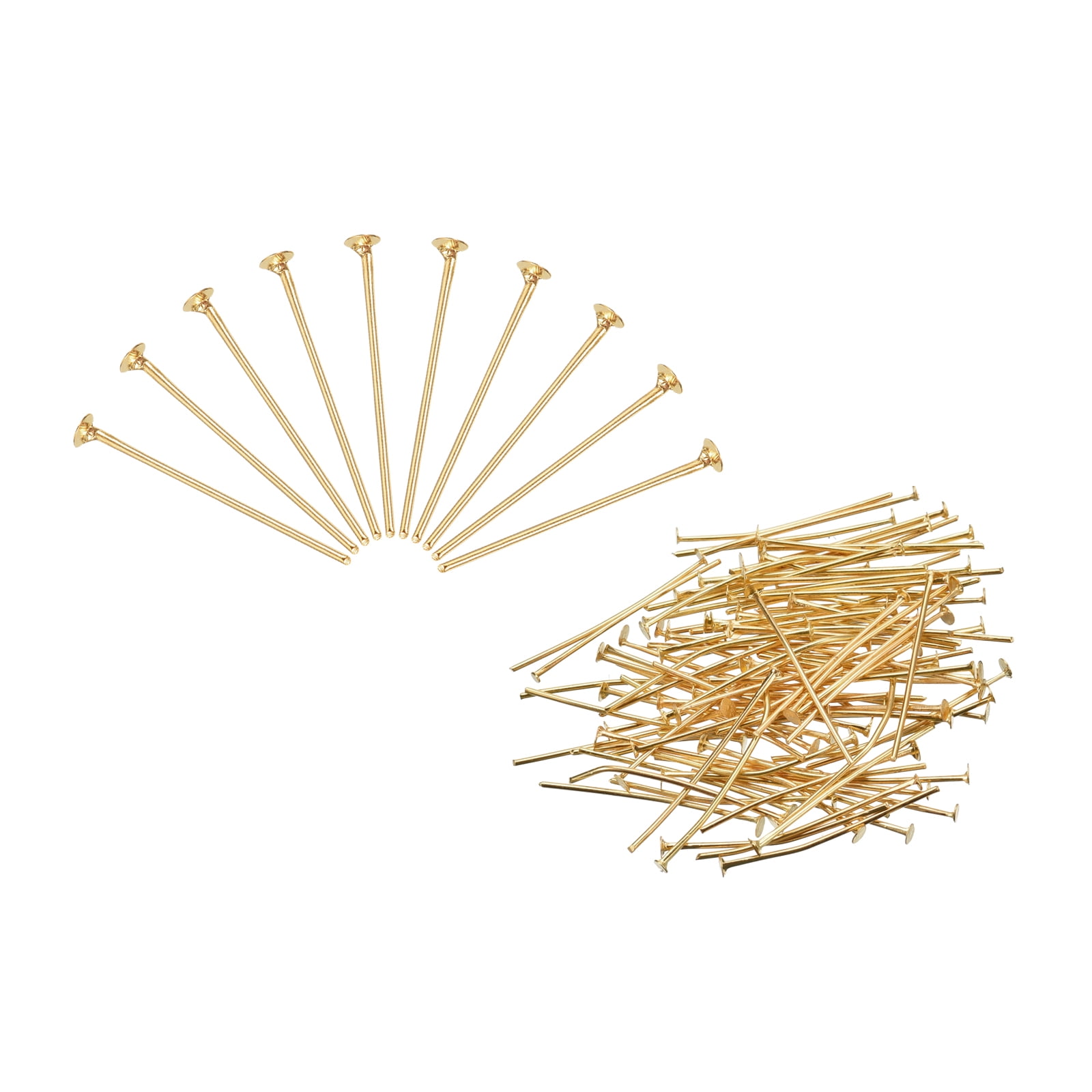 Uxcell 100Pcs Flat Head Pins for Jewelry Making 35mm Brass Flat Head