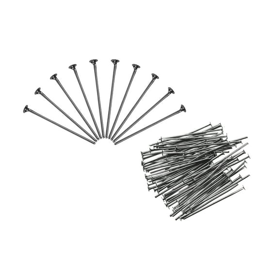 Uxcell 100Pcs Flat Head Pins for Jewelry Making 50mm Brass Flat Head Pins Jewelry Head Pins 20 Gauge Dark Gray