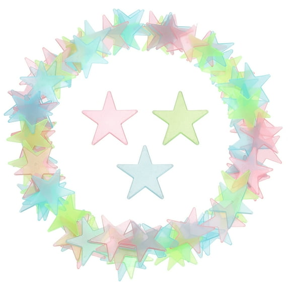 Uxcell 100 Pcs Glow in the Dark Stars Stickers for Ceiling,Luminous Stars Wall Sticker Mural Decals for Bedroom Wall Decor Art Decoration 1.5''Lx0.06''T, Green/Pink/Blue