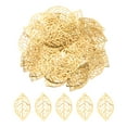 thumbnail image 1 of Uxcell 100Pcs Gold Hollow Leaf Ornaments Pendant, Metal Leaves Crafts for DIY Necklace, 1 of 6
