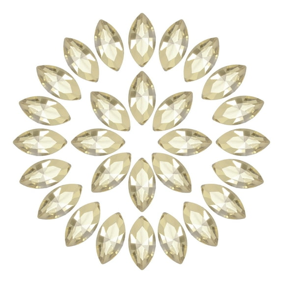 Uxcell 100Pcs Horse Eye Shape Rhinestones Glass Point Back Beads for Jewelry Making, Brown 6x12mm