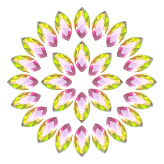 Uxcell 100Pcs Horse Eye Shape Rhinestones Glass Point Back Beads for Jewelry Making, Colorful 6x12mm