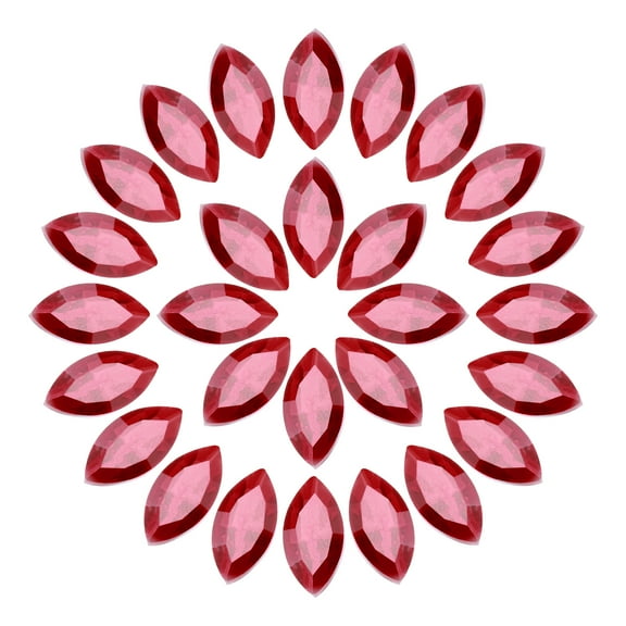 Uxcell 100Pcs Horse Eye Shape Rhinestones Glass Point Back Beads for Jewelry Making, Dark Red 6x12mm