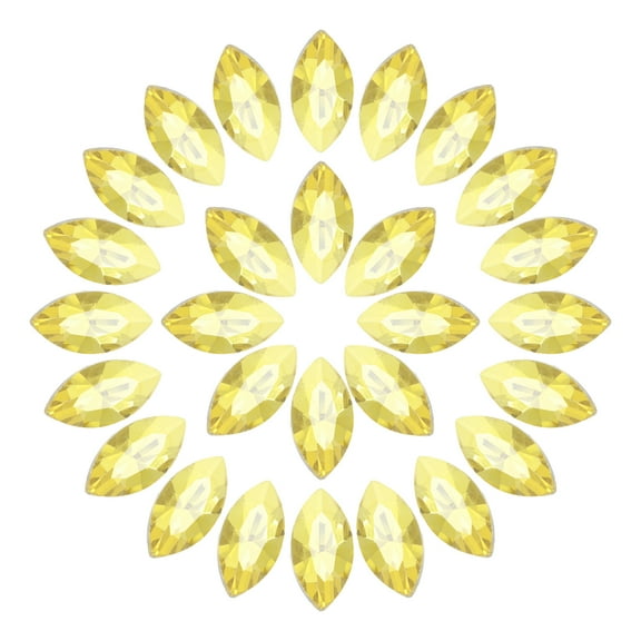 Uxcell 100Pcs Horse Eye Shape Rhinestones Glass Point Back Beads for Jewelry Making, Gold 6x12mm