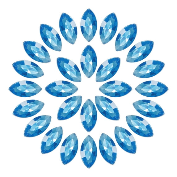 Uxcell 100Pcs Horse Eye Shape Rhinestones Glass Point Back Beads for Jewelry Making, Light Blue 4x8mm