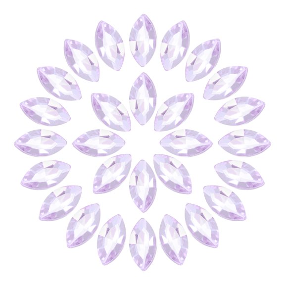 Uxcell 100Pcs Horse Eye Shape Rhinestones Glass Point Back Beads for Jewelry Making, Light Purple 6x12mm