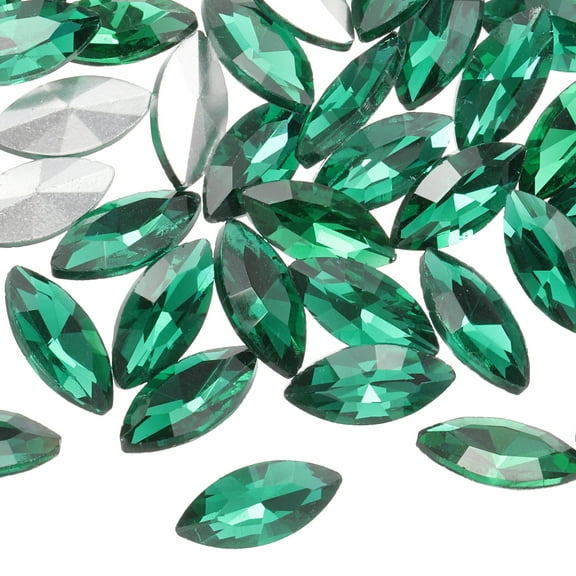 Uxcell 100Pcs Horse Eye Shape Rhinestones Glass Point Back Beads for Jewelry Making Pale Green