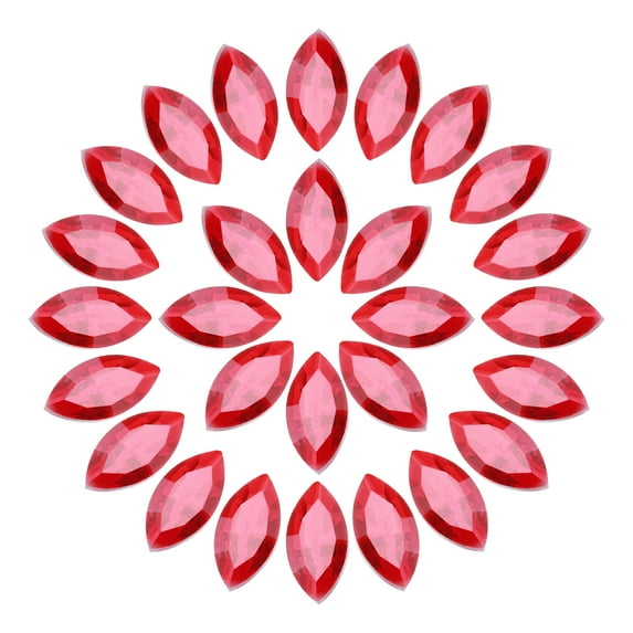 Uxcell 100Pcs Horse Eye Shape Rhinestones Glass Point Back Beads for Jewelry Making, Red 4x8mm