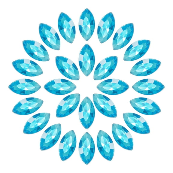 Uxcell 100Pcs Horse Eye Shape Rhinestones Glass Point Back Beads for Jewelry Making, Sky Blue 4x8mm