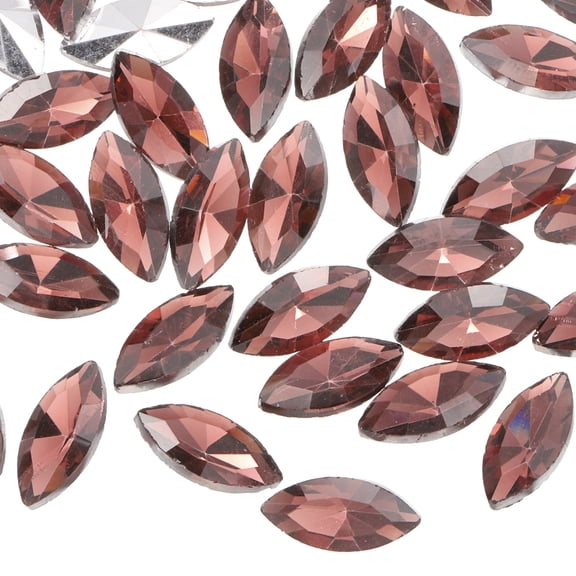 Uxcell 100Pcs Horse Eye Shape Rhinestones Glass Point Back Beads for Jewelry Making Wine Red
