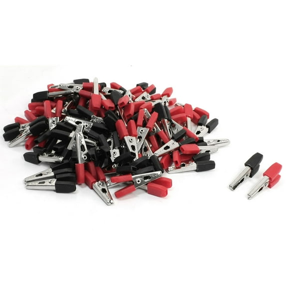Uxcell 100Pcs Insulated Alligator Clips Test Clamps Black Red 1.3"