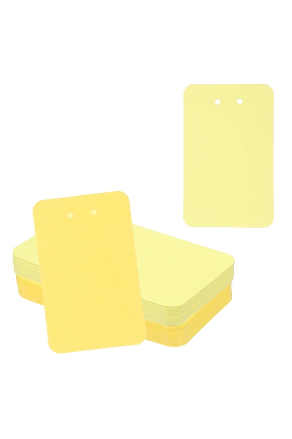 100Pcs Keychain Display Cards, 3" x 4.7" Kraft Paper Keychain Holder Display Card, Blank Hanging Tags for Keyring Jewelry Packaging Supplies, Beige/Yellow