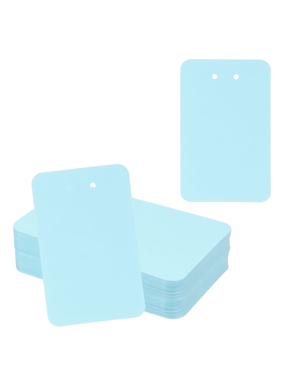100Pcs Keychain Display Cards, 3" x 4.7" Kraft Paper Keychain Holder Display Card, Blank Hanging Tags for Keyring Jewelry Packaging Supplies, Light Blue
