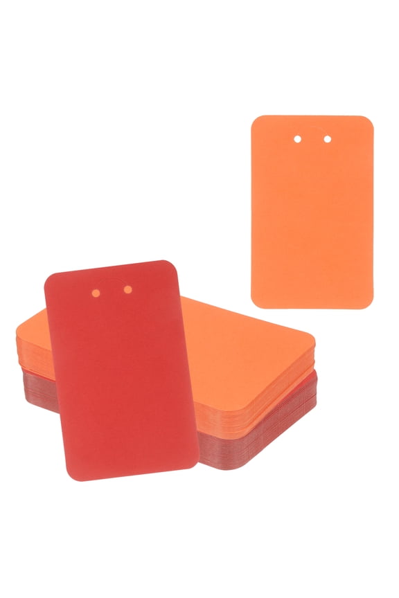 100Pcs Keychain Display Cards, 3" x 4.7" Kraft Paper Keychain Holder Display Card, Blank Hanging Tags for Keyring Jewelry Packaging Supplies, Orange/Red