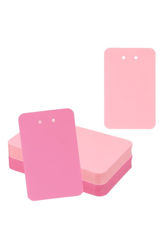 100Pcs Keychain Display Cards, 3" x 4.7" Kraft Paper Keychain Holder Display Card, Blank Hanging Tags for Keyring Jewelry Packaging Supplies, Pink/Rose Red