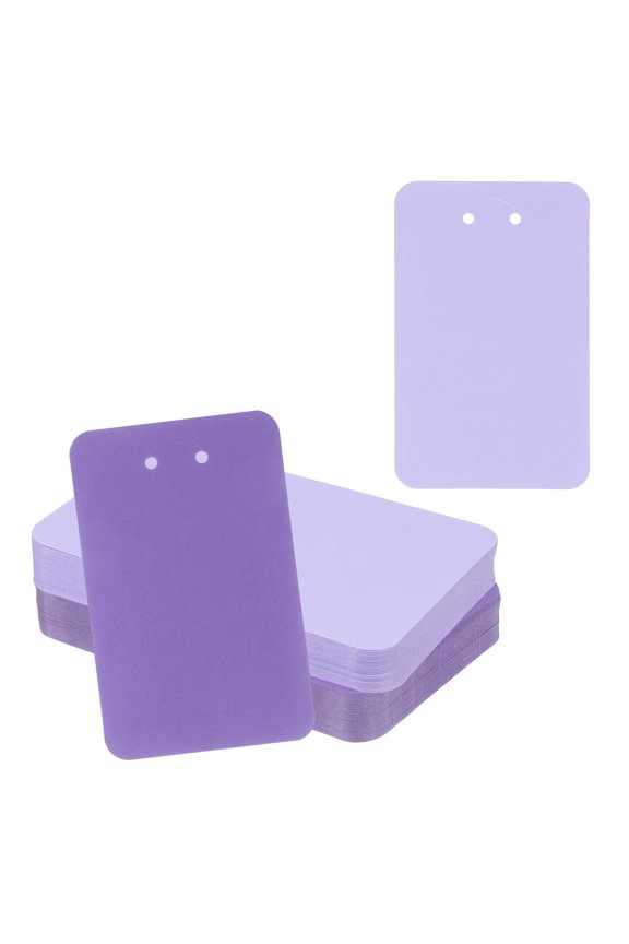 100Pcs Keychain Display Cards, 3" x 4.7" Kraft Paper Keychain Holder Display Card, Blank Hanging Tags for Keyring Jewelry Packaging Supplies, Violet/Purple