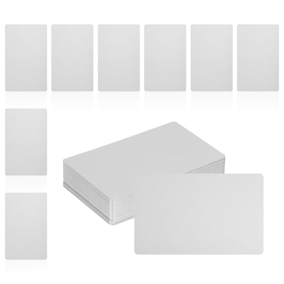 Uxcell 100Pcs Metal Business Card Blanks,1/64" Thick 3.4x2" Silver Aluminum