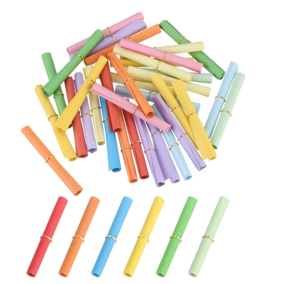 Uxcell 100Pcs Mini Message Paper Scrolls 2.76"x5.51" Mini Valentine Vintage Message Paper Scroll for Write Party Birthday Decor Mixed Color