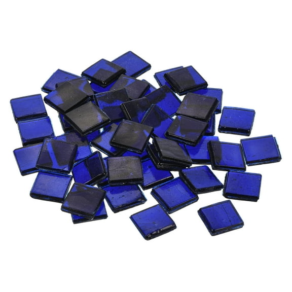 Uxcell 100Pcs Mosaic Tiles, Micro Glass Tiny Mini Mosaic Tile DIY Hobbies Handmade Crystal Free Stone Craft Navy Blue
