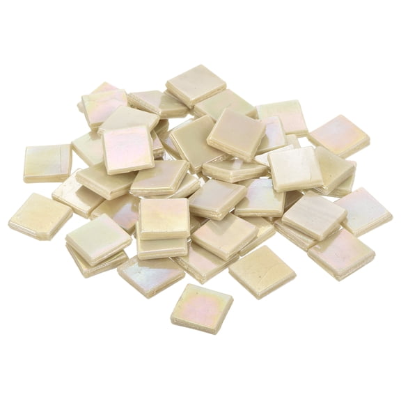 Uxcell 100Pcs Mosaic Tiles, Micro Glass Tiny Mini Mosaic Tile DIY Hobbies Handmade Crystal Free Stone Pale Cream Color