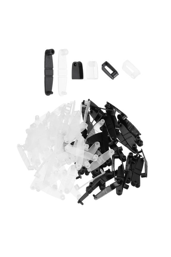 100Pcs Plastic Keychain Clips, Clear Acrylic Snap Connectors Tabs Card Holder Rings for Keys Rings Office Credit Card Crafts Jewelry Making Bulk, Black/ transparent