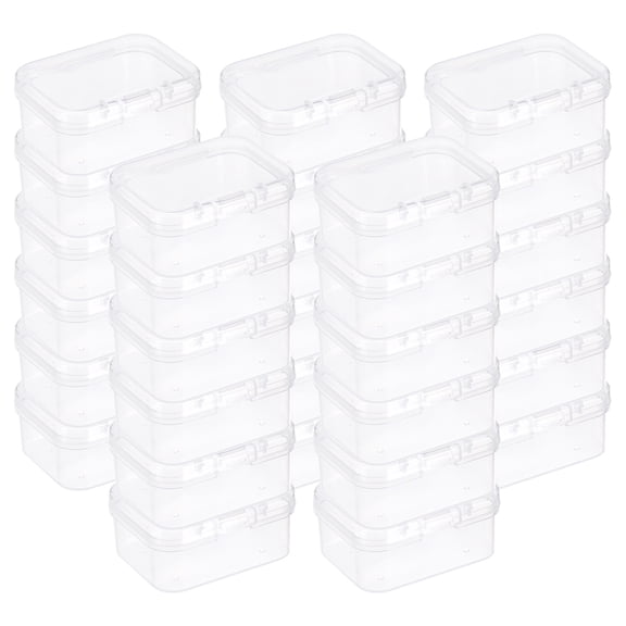 Uxcell 100Pcs Plastic Storage Containers, Rectangular Mini Clear Organizer with Lids, Transparent Storage Boxes for Beads, Small Craft Items, Jewelry Hardware, (35" x 20" x 1.77")