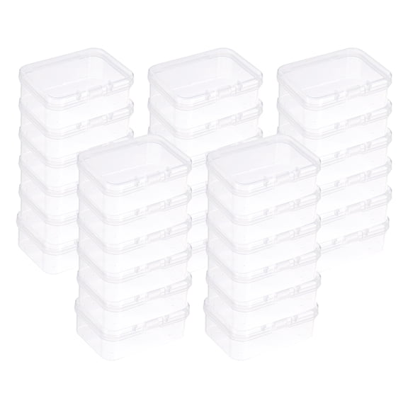 Uxcell 100Pcs Plastic Storage Containers, Rectangular Mini Clear Organizer with Lids, Transparent Storage Boxes for Beads, Small Craft Items, Jewelry Hardware, (40" x 20" x 2.17")