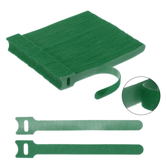 Uxcell 100Pcs Reusable Self-Gripping Cable Ties, 6" Hook and Loop Wire Organizers for Power Cords, Data Cables, TV/PC Wires, Chargers - Adjustable & Durable Fabric Straps(Green)