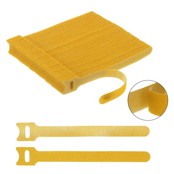 Uxcell 100Pcs Reusable Self-Gripping Cable Ties, 6" Hook and Loop Wire Organizers for Power Cords, Data Cables, TV/PC Wires, Chargers - Adjustable & Durable Fabric Straps(Yellow)