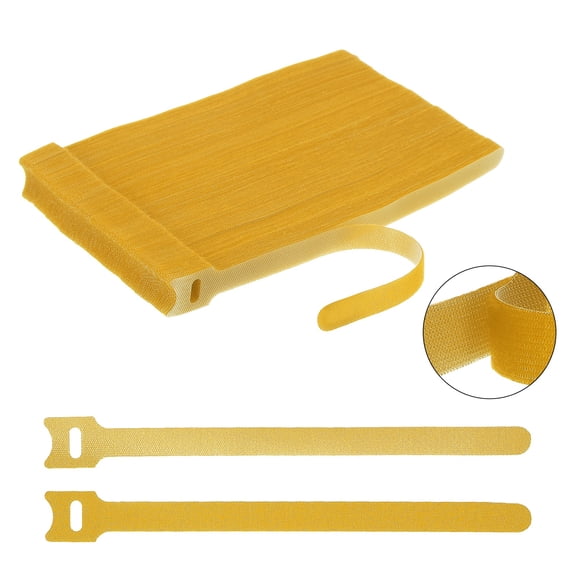 Uxcell 100Pcs Reusable Self-Gripping Cable Ties, 8" Hook and Loop Wire Organizers for Power Cords, Data Cables, TV/PC Wires, Chargers - Adjustable & Durable Fabric Straps(Yellow)