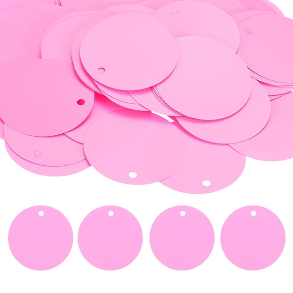 Uxcell 100Pcs Round Plastic Tags (5cm/1.9", Pink) - Blank Merchandise Clothing Labels Waterproof & Durable Identification Price Tags for Supermarkets Warehouse Office
