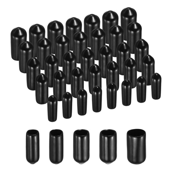 Uxcell 100Pcs Round Rubber End Caps Protective Caps 4mm 5mm 6mm 7mm 8mm Black Screw Thread Protectors
