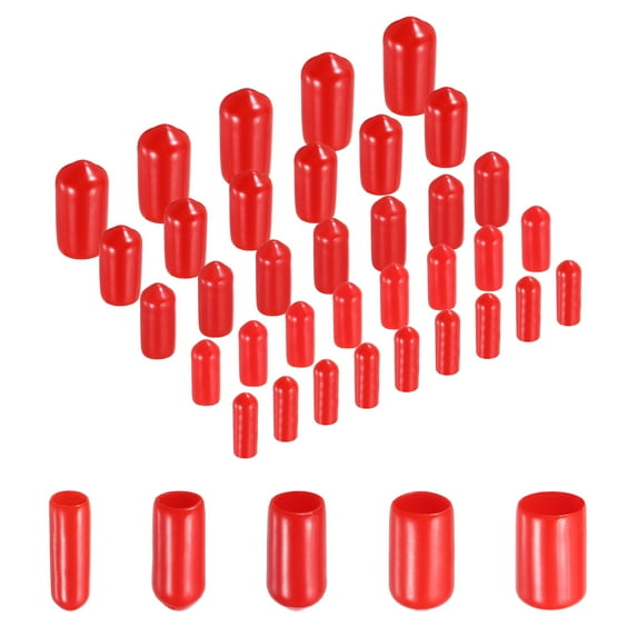Uxcell 100Pcs Round Rubber End Caps Protective Caps 4mm 5mm 6mm 7mm 8mm Red Screw Thread Protectors