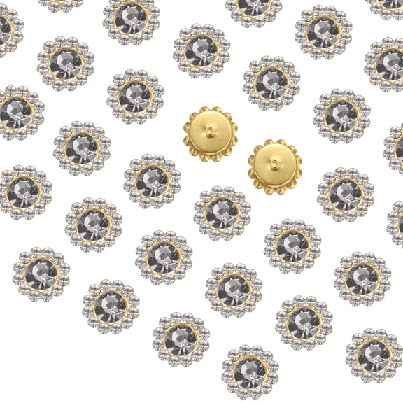 Uxcell 100Pcs Sew on Rhinestones 10mm Flower Claw Rhinestones Sewing Gems Buttons, Transparent Gray