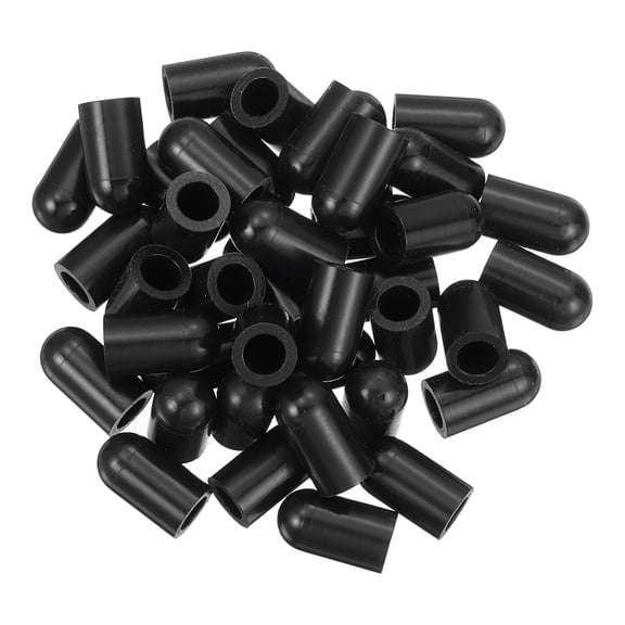 Uxcell 100Pcs Silicone End Caps, 5mm(3/16") ID 10mm(3/8") Height Round Rubber Elastic Screw Thread Protectors Soft Flexible Screw Bolt Covers Caps for Metal Tube Rod Bolt, Black