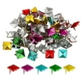thumbnail image 1 of Uxcell 100Pcs Square Pyramid Rivets, 10mm Two-Jaw Studs Spikes, Copper Punk Rock Nailhead Spots (5 Colors), 1 of 7