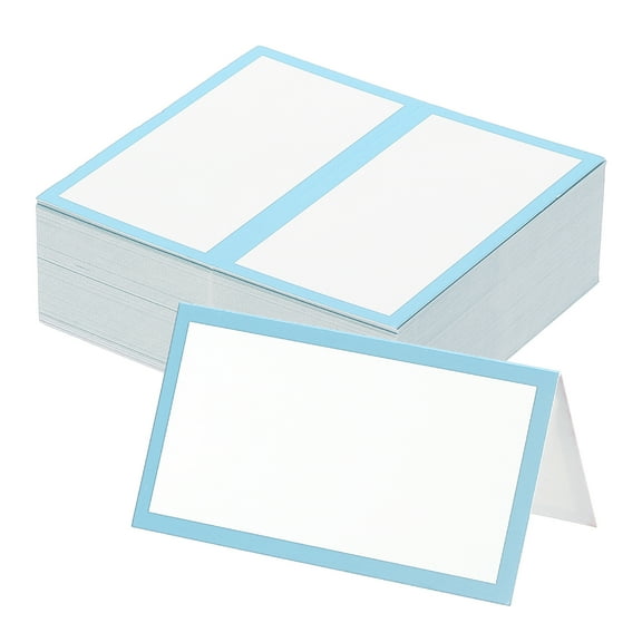 Uxcell 100Pcs Table Place Cards, 3.5 x 2 Inches Blank Name Place Cards for Table Setting Wedding Reception, Light Blue