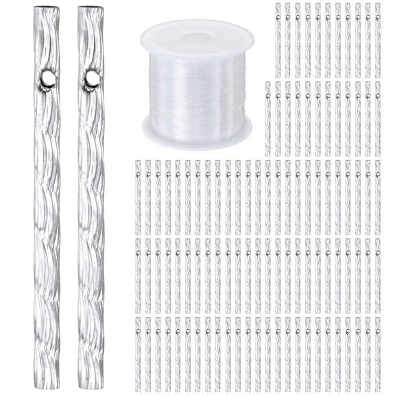 Uxcell 100Pcs Wind Chime Tubes, 0.6x8cm Aluminum Wind Chime Parts with String White
