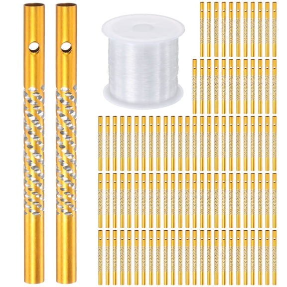 Uxcell 100Pcs Wind Chime Tubes, 0.6x8cm Aluminum Wind Chime Parts with String [Yellow]