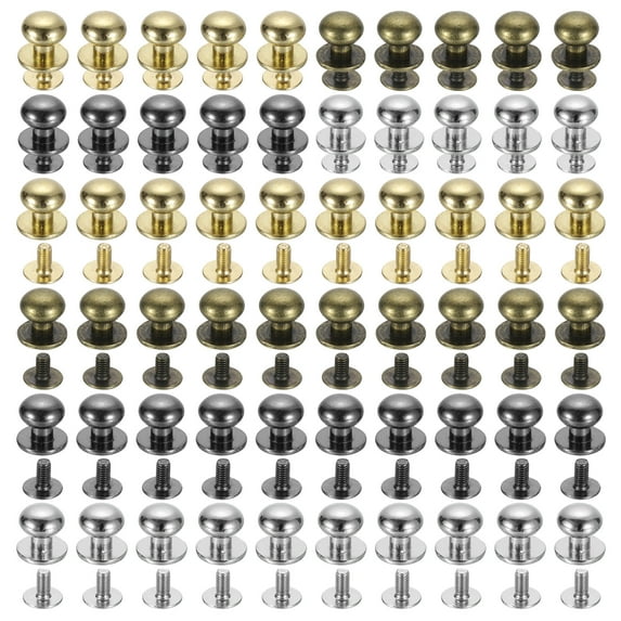Uxcell 100Sets 9mm Round Head Button Stud, Metal Screw Rivets for Leather DIY Craft