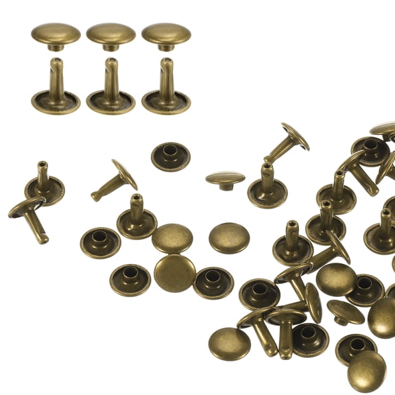 Uxcell 100Sets Double Cap Rivet 10x10mm Carbon Steel Round Head Snap Studs, Bronze