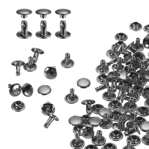 Uxcell 100Sets Double Cap Rivet 8x8mm Carbon Steel Round Head Snap Studs, Gunmetal