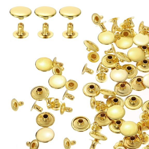 Uxcell 100Sets Single Cap Rivet 10mm Carbon Steel Round Head Snap Studs, Gold