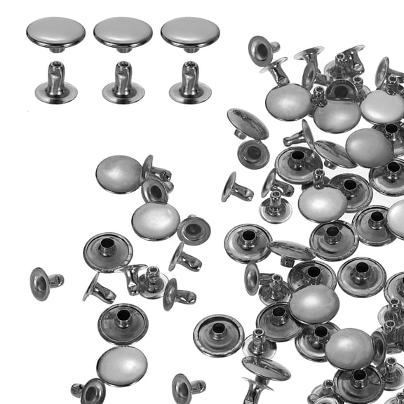 Uxcell 100Sets Single Cap Rivet 10mm Carbon Steel Round Head Snap Studs, Gunmetal