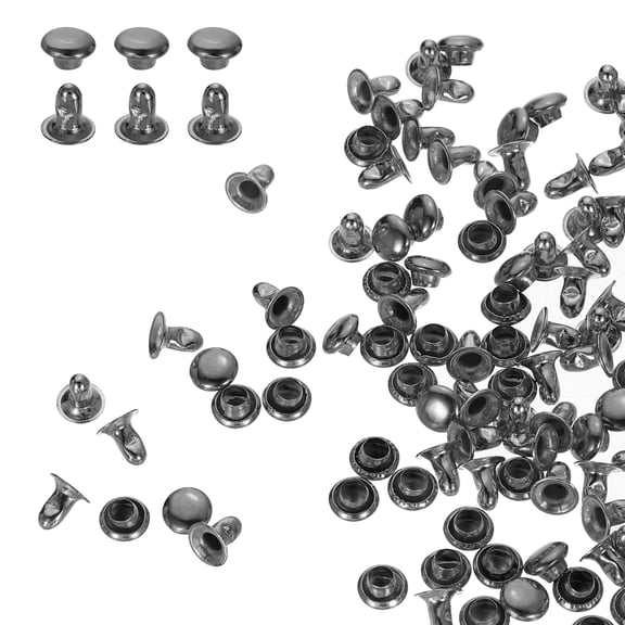 Uxcell 100Sets Single Cap Rivet 5mm Carbon Steel Round Head Snap Studs, Gunmetal