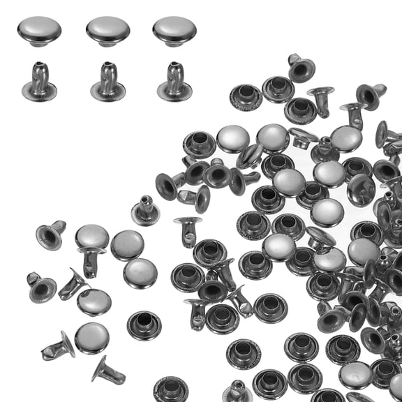 Uxcell 100Sets Single Cap Rivet 7mm Carbon Steel Round Head Snap Studs, Gunmetal