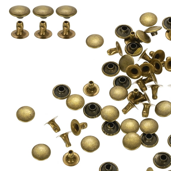 Uxcell 100Sets Single Cap Rivet 9mm Carbon Steel Round Head Snap Studs, Bronze